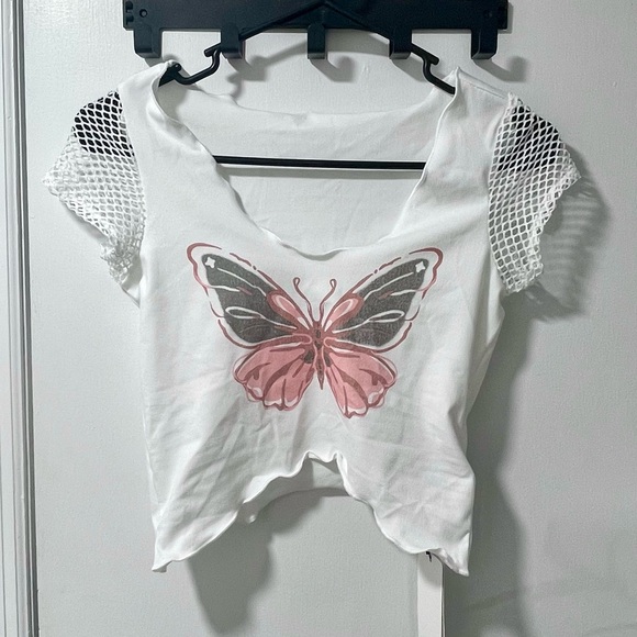NWT DAZY White Butterfly Top - Picture 4 of 10